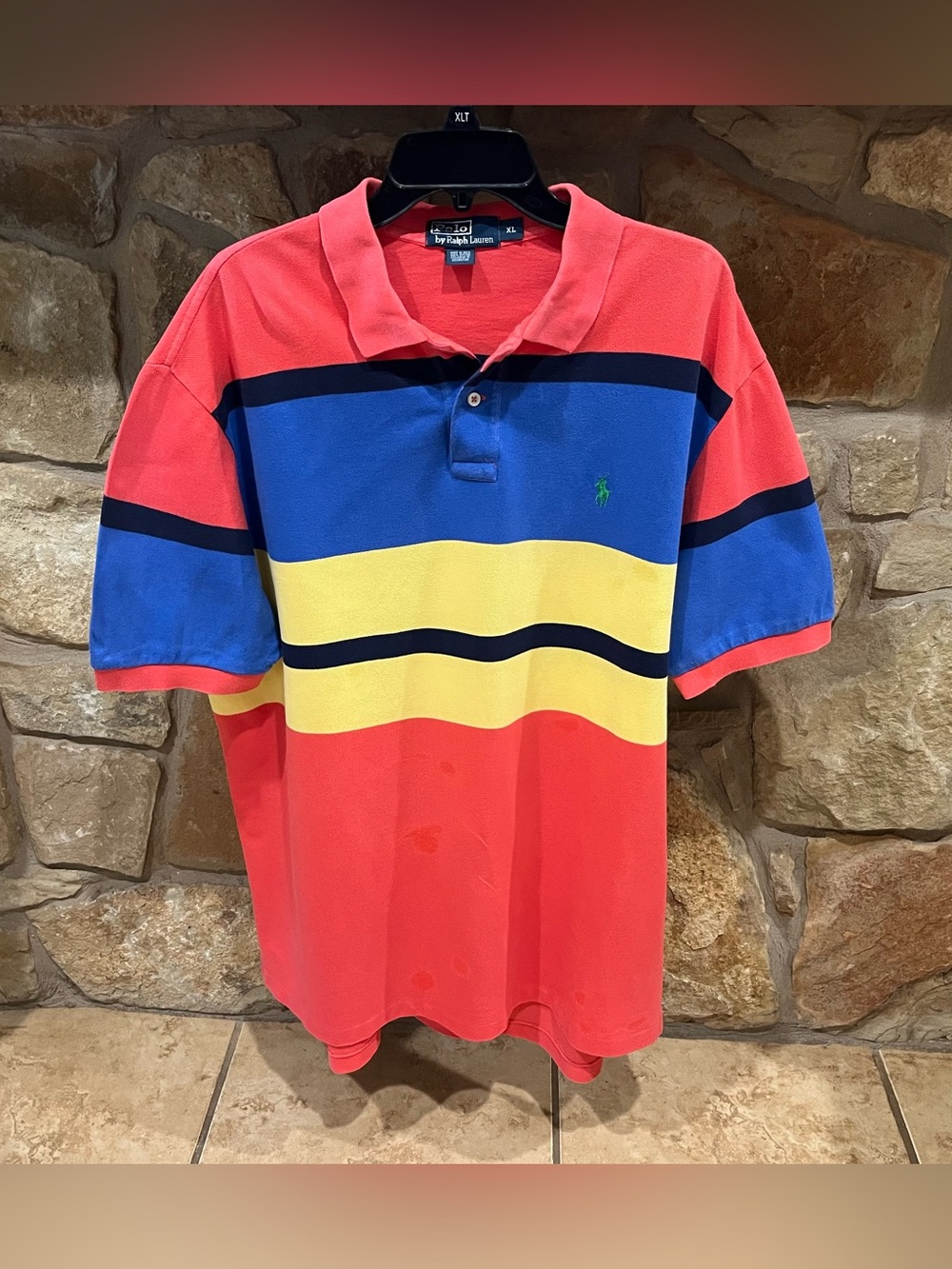 Polo Ralph Lauren Shirt XL Pony Logo Color Block Pullover Golf Casual
